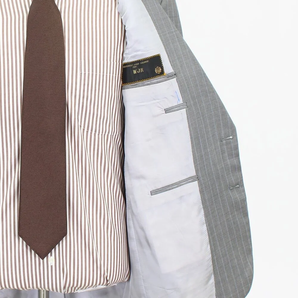 Tom James 44S 40x26 Gray Striped 2-Button Suit R458 - Picture 12 of 15